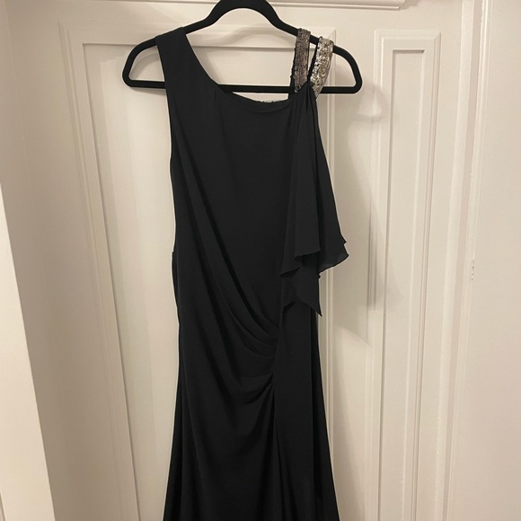 Black BCBGMaxazria gown with metallic beading. - Picture 3 of 4